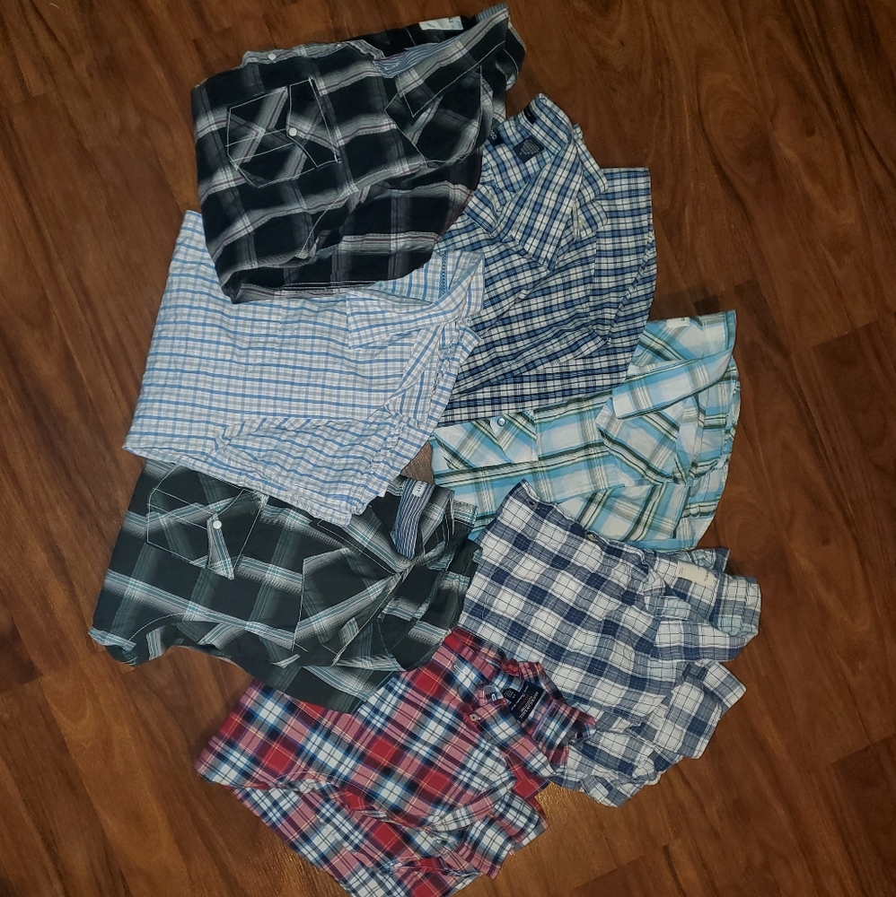 Men's button down plaid shirt bundle